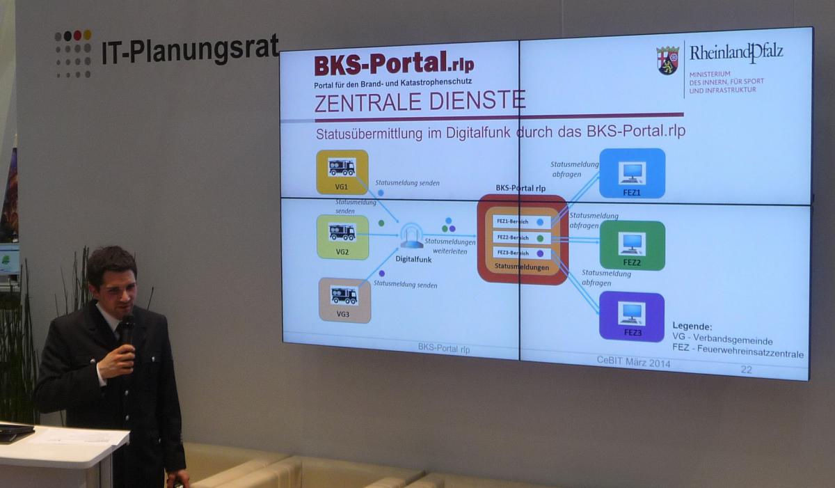 Der Konzeptansatz für eine digitale Statusübermittlung über das BKS-Portal.rlp wurde auf der CeBIT 2014 vorgestellt.