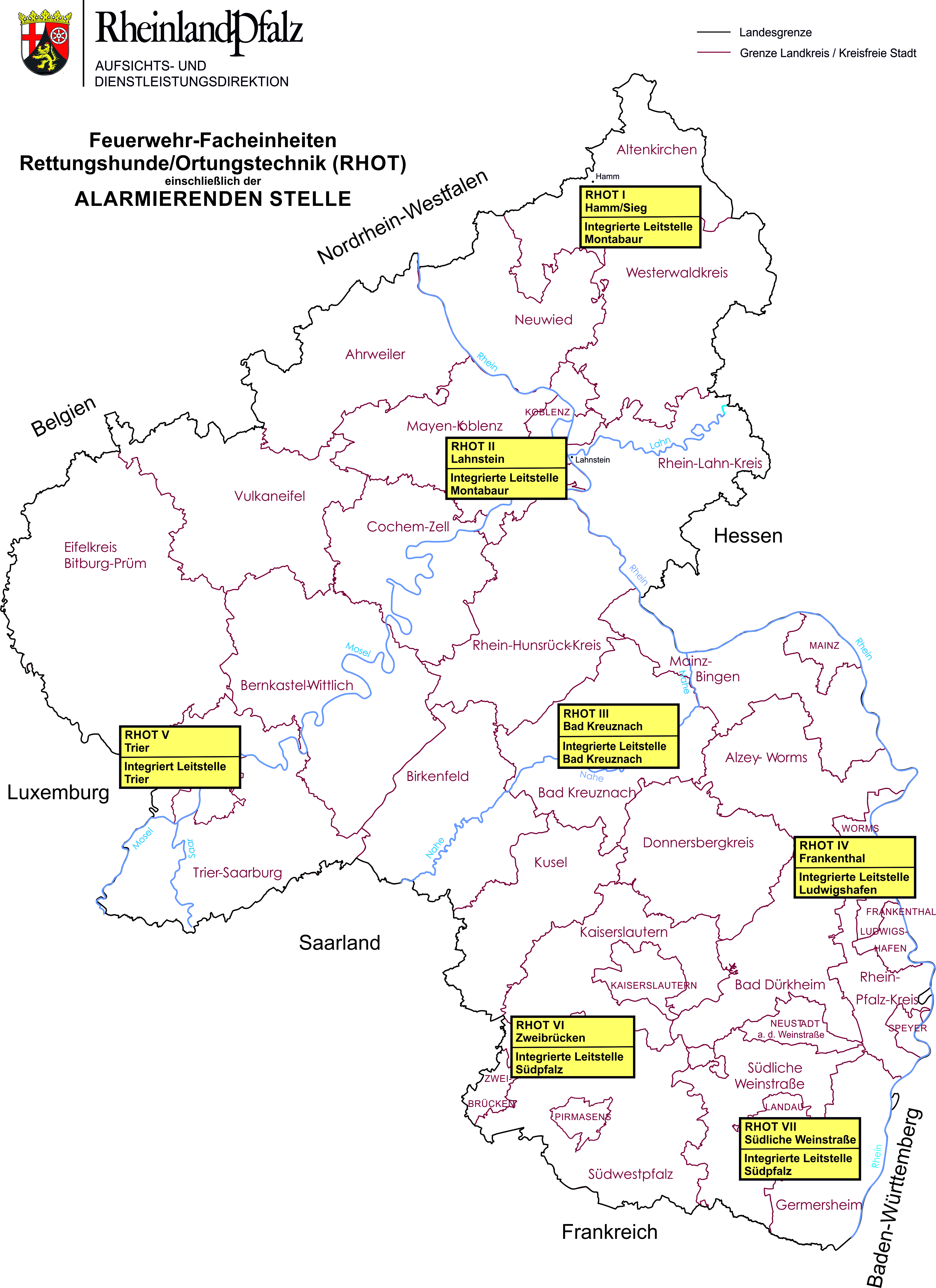 Die Verteilung der RHOT Einheiten im Land Rheinland-Pfalz